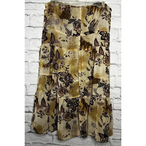 Versailles brown boho maxi skirt, size S.